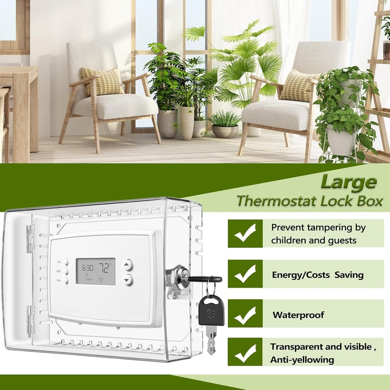 TRJ 6 PCS Thermostat Lock Box with Key, Large Thermostat Cover with Lock for Thermostat on Wall, AC Control Lock Box Cover with Key, Air Conditioner Lockbox Fits Thermostats 5" H x 6.3" W or Smaller - Image 4